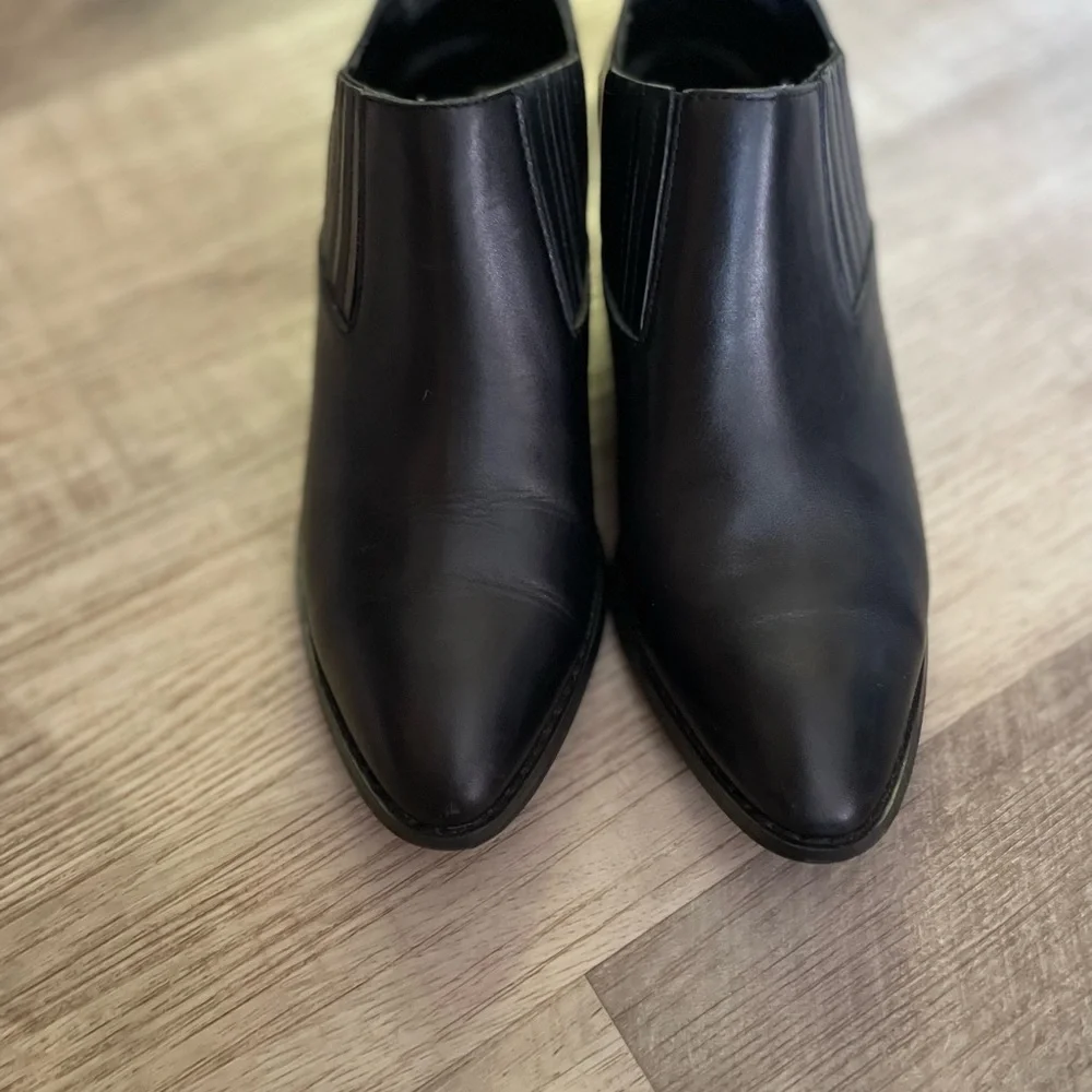 Steve Madden cowboy black leather unique heel leather boots  size 6 - Picture 2 of 13